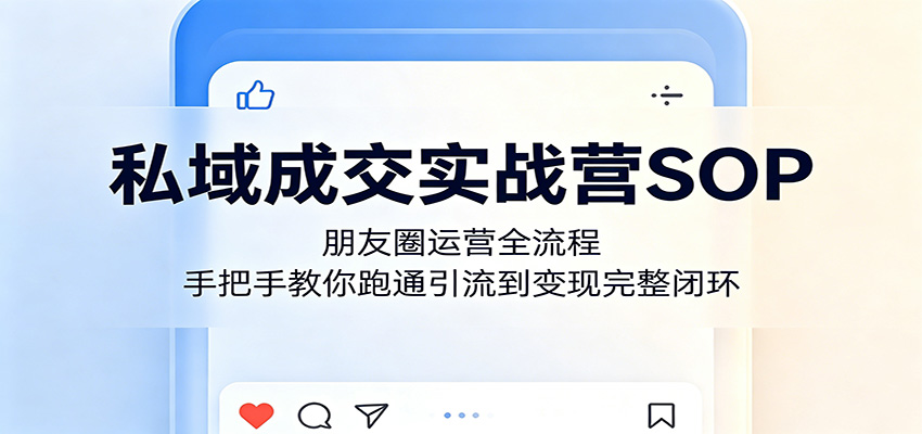 私域成交实战营SOP：朋友圈运营全流程，手把手教你跑通引流到变现完整闭环-旺仔资源库