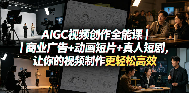 AIGC视频创作全能课|商业广告+动画短片+真人短剧,让你的视频制作更轻松高效-吾爱自习网
