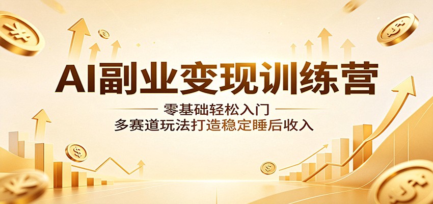 AI副业变现训练营：零基础轻松入门，多赛道玩法打造稳定睡后收入-吾爱自习网