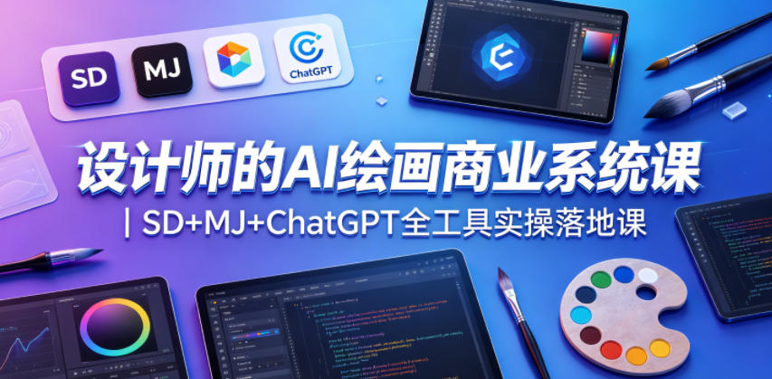 设计师的AI绘画商业系统课｜SD+MJ+ChatGPT全工具实操落地课-旺仔资源库