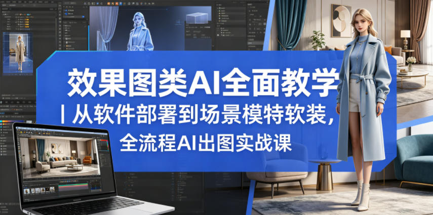 效果图类AI全面教学｜从软件部署到场景模特软装，全流程AI出图实战课-我爱发帖