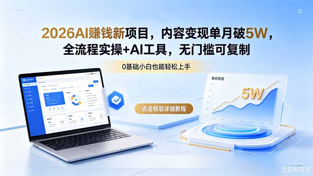2026AI赚钱新项目，内容变现单月破5W，全流程实操+AI工具，无门槛可复制-我爱发帖