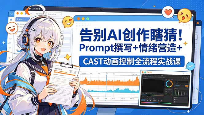 告别AI创作瞎猜!Prompt撰写+情绪营造+CAST动画控制全流程实战课-樵渔匹
