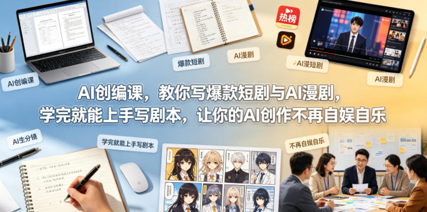 AI创编课，教你写爆款短剧与AI漫剧，学完就能上手写剧本，让你的AI创作不再自娱自乐-吾爱自习网