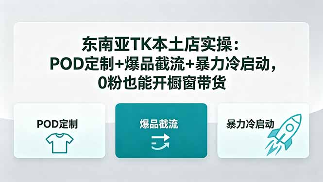 东南亚TK本土店实操-5月更新：POD定制+爆品截流+暴力冷启动，0粉也能开橱窗带货-喜学网