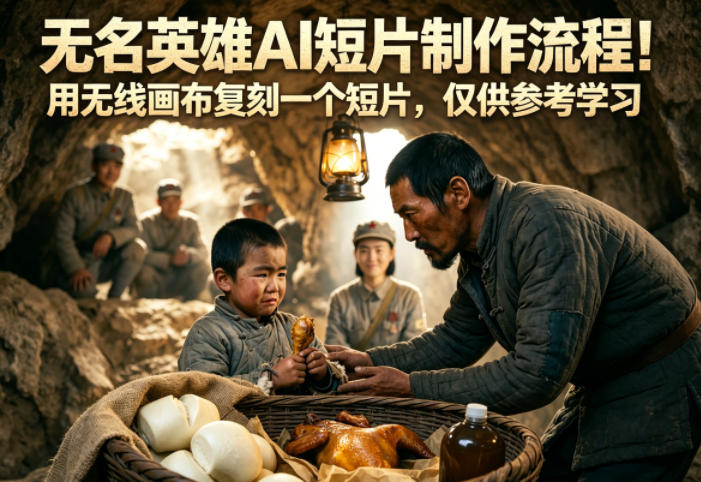 无名英雄AI短片制作流程！用无线画布复刻一个短片，仅供参考学习-喜学网