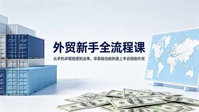 外贸新手全流程课：从手机环境搭建到出单，零基础也能快速上手合规做外贸-喜学网