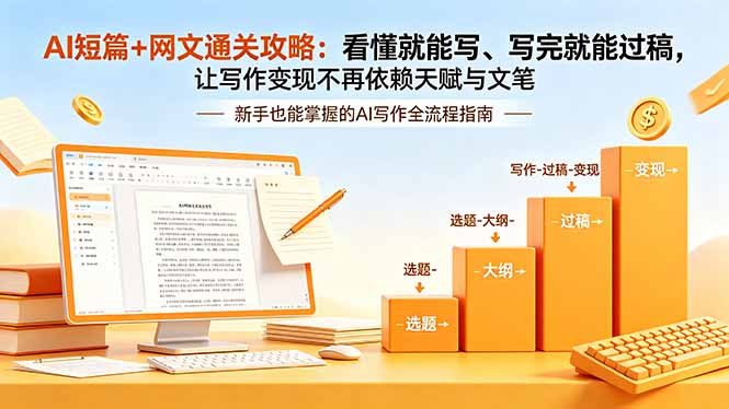 AI短篇+网文通关攻略-更新4月：看懂就能写、写完就能过稿，让写作变现不再依赖天赋与文笔-喜学网