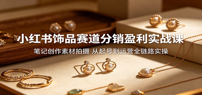 小红书饰品赛道分销盈利实战课：笔记创作素材拍摄，从起号到运营全链路实操-吾爱自习网