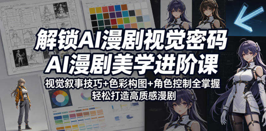 解锁AI漫剧视觉密码，AI漫剧美学进阶课，视觉叙事技巧+色彩构图+角色控制全掌握，轻松打造高质感漫剧-我爱发帖