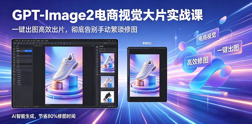 GPT-Image2电商视觉大片实战课，一键出图高效出片，彻底告别手动繁琐修图-喜学网