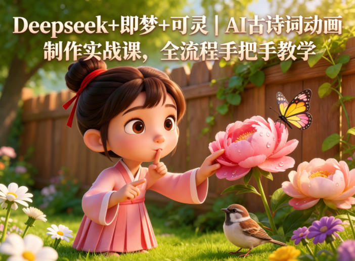 Deepseek+即梦+可灵｜AI古诗词动画制作实战课，全流程手把手教学福星网赚创业资源-网赚项目-副业赚钱-互联网创业-资源整合福星网赚资源