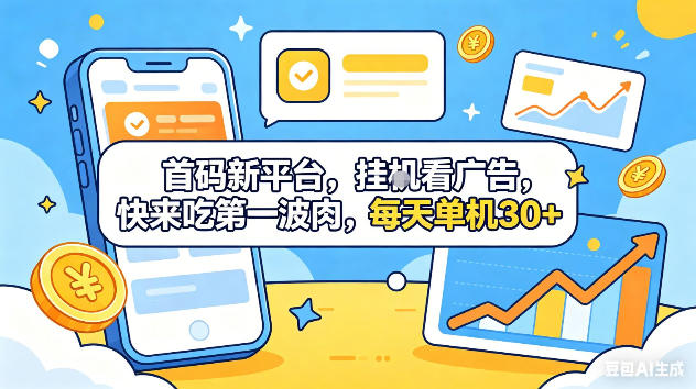 首码新平台，挂G自动看广告，快来吃第一波肉，每天单机30+，可矩阵放大【揭秘】福星网赚创业资源-网赚项目-副业赚钱-互联网创业-资源整合福星网赚资源