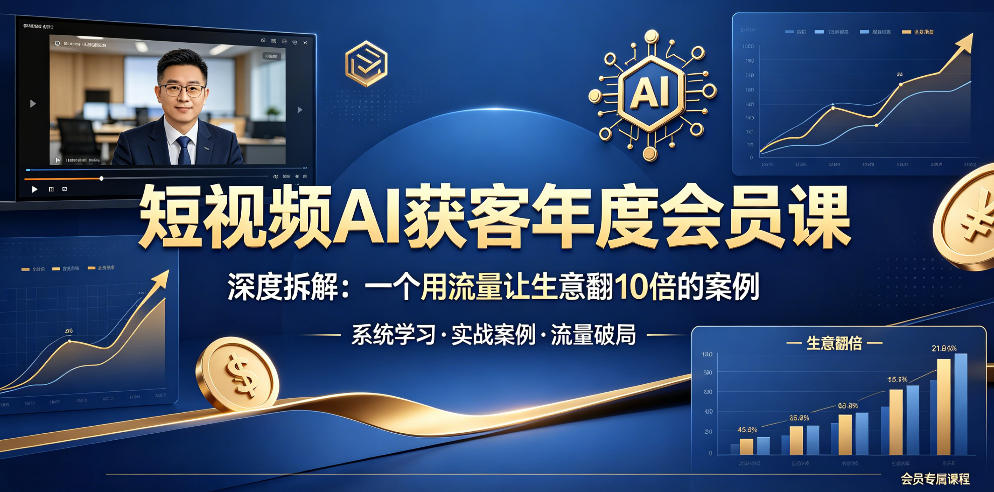 短视频AI获客年度会员课，深度拆解，一个用流量让生意翻10倍的案例-我爱发帖