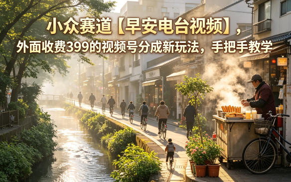 小众赛道【早安电台视频】，外面收费399的视频号分成新玩法，手把手教学福星网赚创业资源-网赚项目-副业赚钱-互联网创业-资源整合福星网赚资源