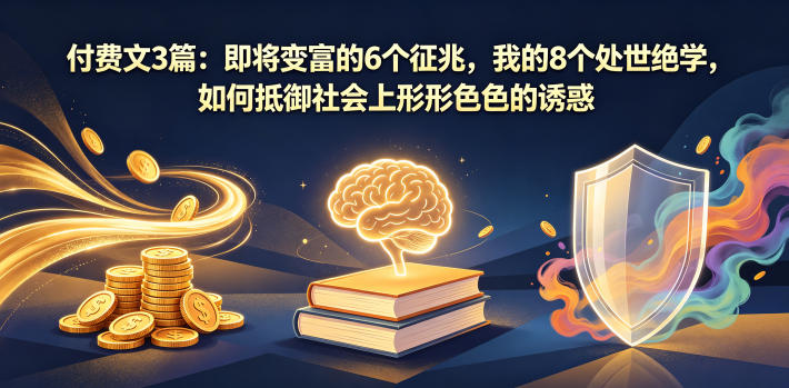 付费文3篇：即将变富的6个征兆，我的8个处世绝学，如何抵御社会上形形色色的诱惑福星网赚创业资源-网赚项目-副业赚钱-互联网创业-资源整合福星网赚资源