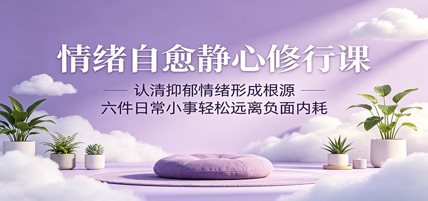 情绪自愈静心修行课：认清抑郁情绪形成根源，六件日常小事轻松远离负面内耗-旺仔资源库