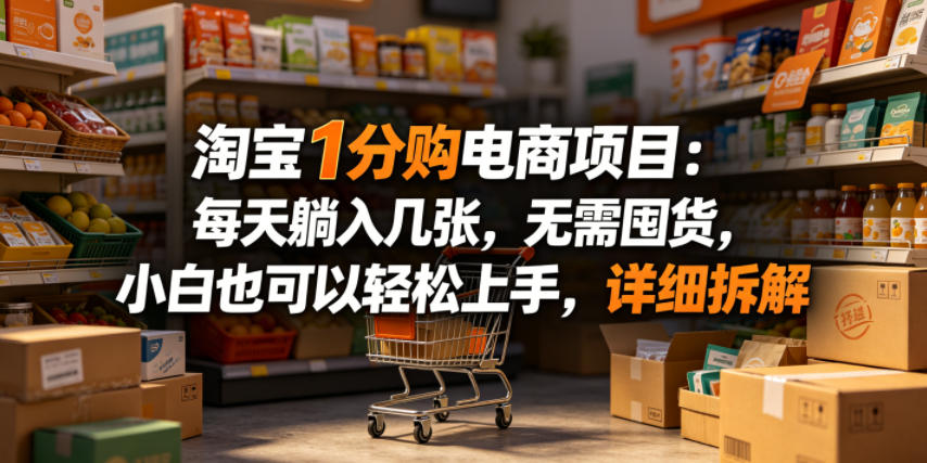淘宝1分购电商项目：每天躺入几张，无需囤货，小白也可以轻松上手，详细拆解-我爱发帖