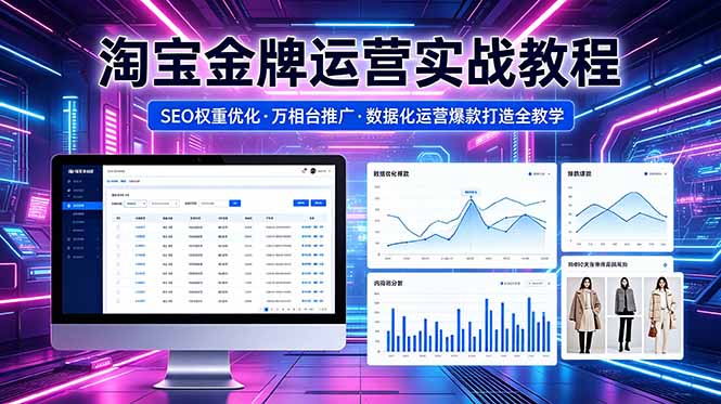 2026 淘宝金牌运营实战教程，SEO权重优化万相台推广，数据化运营爆款打造全教学-我爱发帖
