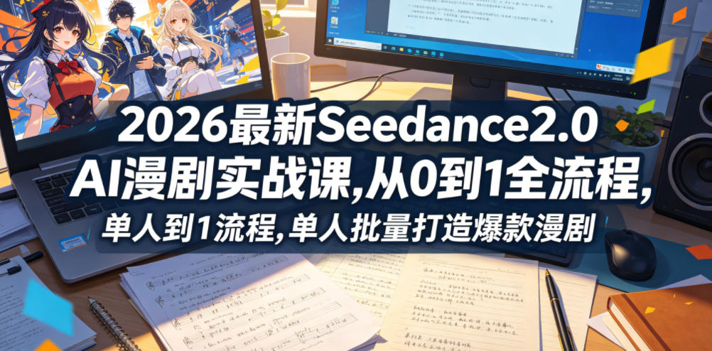 2026最新Seedance2.0 AI漫剧实战课,，从0到1全流程，单人批量打造爆款漫剧-旺仔资源库