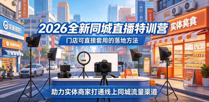 2026全新同城直播特训营，门店可直接套用的落地方法，助力实体商家打通线上同城流量渠道-旺仔资源库