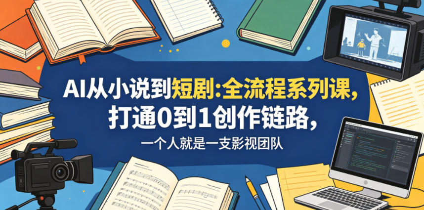 AI从小说到短剧全流程系列课，打通0到1创作链路，一个人就是一支影视团队福星网赚创业资源-网赚项目-副业赚钱-互联网创业-资源整合福星网赚资源