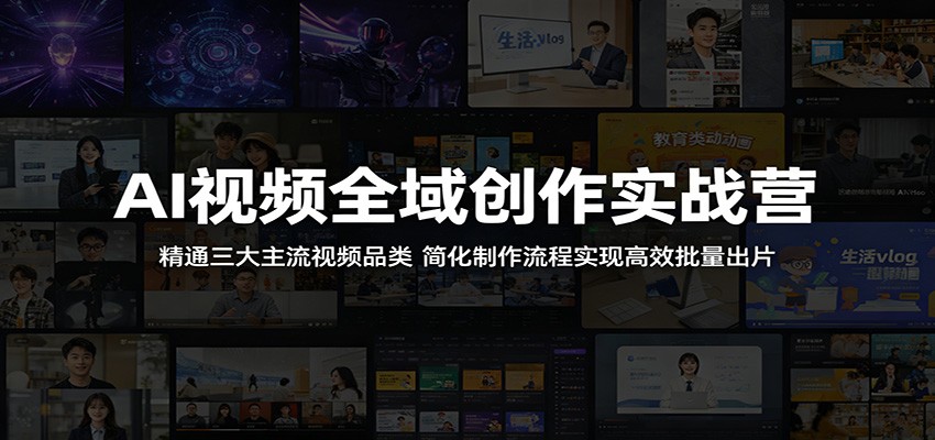 AI视频全域创作实战营：精通三大主流视频品类，简化制作流程实现高效批量出片-旺仔资源库