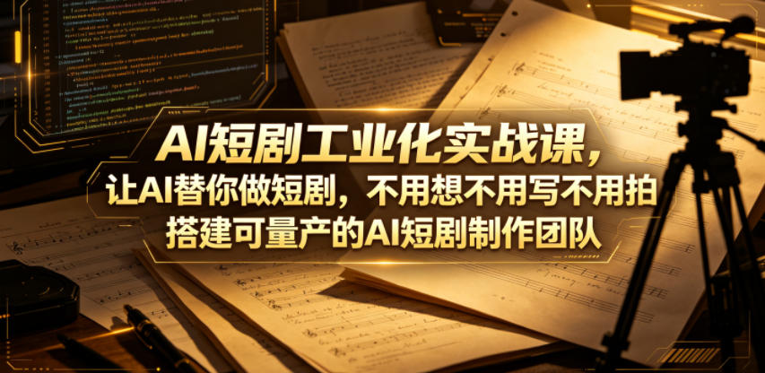 AI短剧工业化实战课，让AI替你做短剧，不用想不用写不用拍，搭建可量产的AI短剧制作团队福星网赚创业资源-网赚项目-副业赚钱-互联网创业-资源整合福星网赚资源