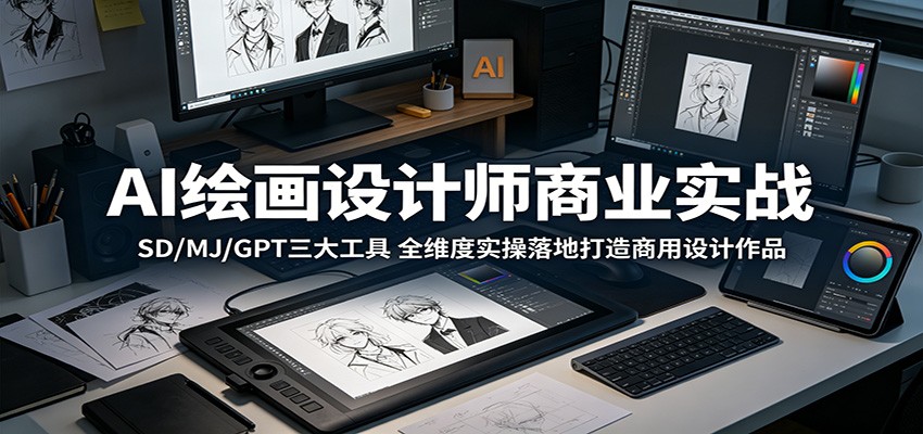 AI绘画设计师商业实战：SD/MJ/GPT三大工具，全维度实操落地打造商用设计作品福星网赚创业资源-网赚项目-副业赚钱-互联网创业-资源整合福星网赚资源