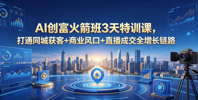 AI创富火箭班3天特训课，打通同城获客+商业风口+直播成交全增长链路，2026年4月新课福星网赚创业资源-网赚项目-副业赚钱-互联网创业-资源整合福星网赚资源