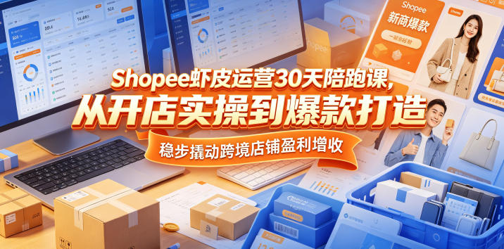 Shopee虾皮运营30天陪跑课,从开店实操到爆款打造,稳步撬动跨境店铺盈利增收-吾爱自习网