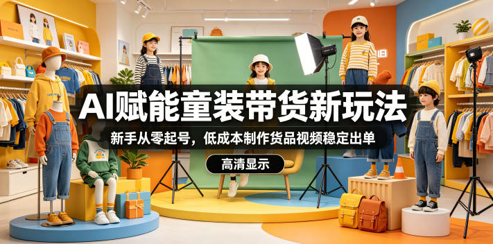 AI赋能童装带货新玩法，新手从零起号，低成本制作货品视频稳定出单-喜学网