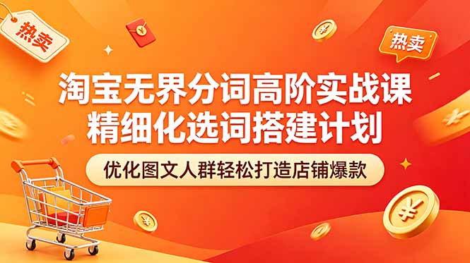 淘宝无界分词高阶实战课 精细化选词搭建计划 优化图文人群轻松打造店铺爆款福星网赚创业资源-网赚项目-副业赚钱-互联网创业-资源整合福星网赚资源