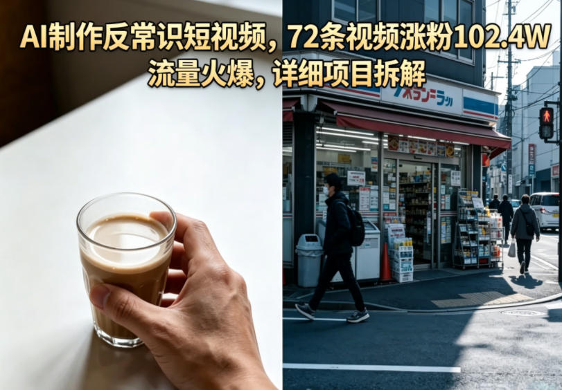 AI制作反常识短视频,72条视频涨粉102.4W,流量火爆,详细项目拆解-喜学网