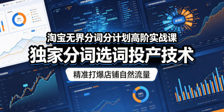 淘宝无界分词分计划高阶实战课，独家分词选词投产技术，精准打爆店铺自然流量福星网赚创业资源-网赚项目-副业赚钱-互联网创业-资源整合福星网赚资源