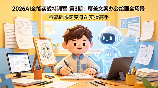 2026AI全能实战特训营-第3期：覆盖文案办公绘画全场景 零基础快速变身AI实操高手福星网赚创业资源-网赚项目-副业赚钱-互联网创业-资源整合福星网赚资源