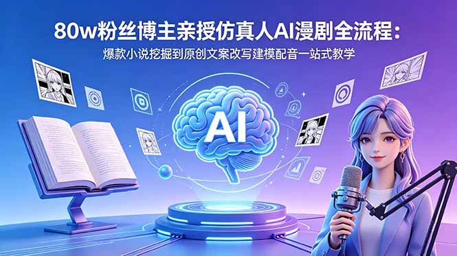 80w粉丝博主亲授仿真人AI漫剧全流程：爆款小说挖掘到原创文案改写建模配音一站式教学福星网赚创业资源-网赚项目-副业赚钱-互联网创业-资源整合福星网赚资源