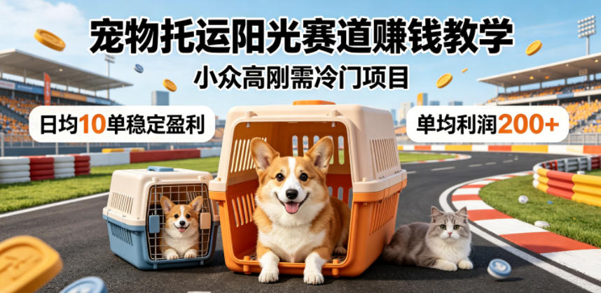 宠物托运阳光赛道賺钱教学，小众高刚需冷门项目，日均10单稳定盈利，单均利润200+福星网赚创业资源-网赚项目-副业赚钱-互联网创业-资源整合福星网赚资源