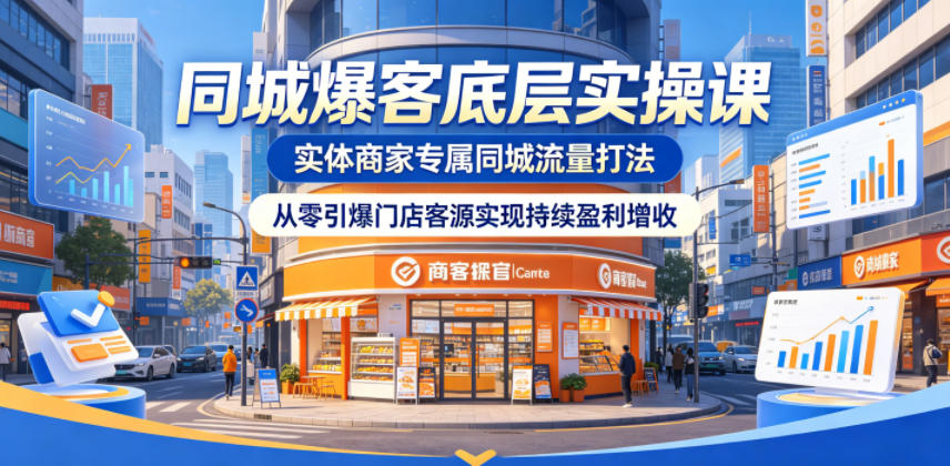 同城爆客底层实操课，实体商家专属同城流量打法，从零引爆门店客源实现持续盈利增收-旺仔资源库