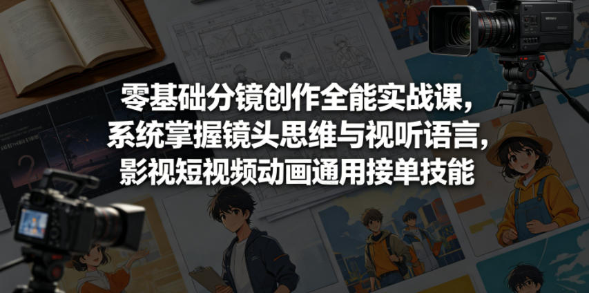 零基础分镜创作全能实战课，系统掌握镜头思维与视听语言，影视短视频动画通用接单技能福星网赚创业资源-网赚项目-副业赚钱-互联网创业-资源整合福星网赚资源