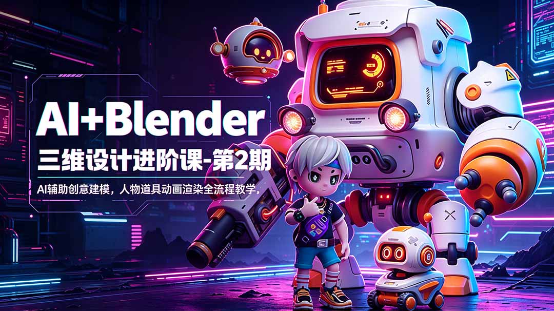 AI+Blender三维设计进阶课-第2期：AI辅助创意建模，人物道具动画渲染全流程教学福星网赚创业资源-网赚项目-副业赚钱-互联网创业-资源整合福星网赚资源