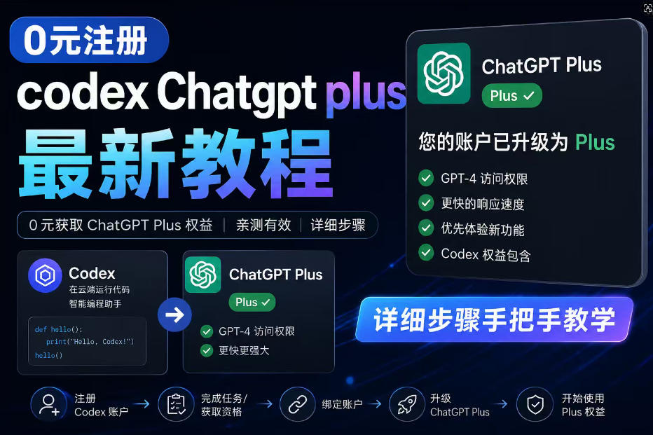 0元全自动注册codex gpt plus最新教程，0元获取GPT Plus权益，手把手详细教学福星网赚创业资源-网赚项目-副业赚钱-互联网创业-资源整合福星网赚资源