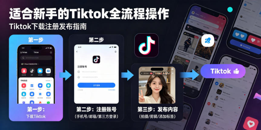 Tiktok下载注册发布，适合新手的Tiktok全流程操作福星网赚创业资源-网赚项目-副业赚钱-互联网创业-资源整合福星网赚资源