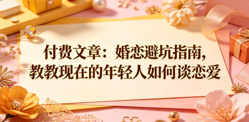 付费文章：婚恋避坑指南，教教现在的年轻人如何谈恋爱福星网赚创业资源-网赚项目-副业赚钱-互联网创业-资源整合福星网赚资源
