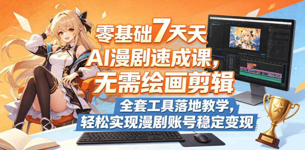 零基础7天AI漫剧速成课，无需绘画剪辑，全套工具落地教学，轻松实现漫剧账号稳定变现福星网赚创业资源-网赚项目-副业赚钱-互联网创业-资源整合福星网赚资源