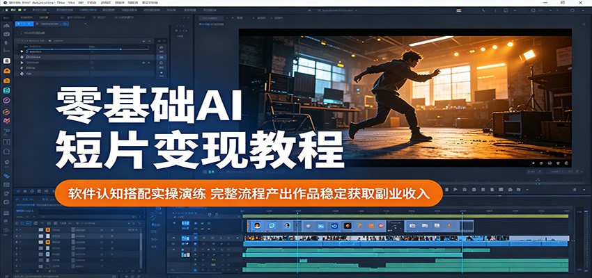 零基础AI短片变现教程:软件认知搭配实操演练,完整流程产出作品稳定获取副业收入-旺仔资源库
