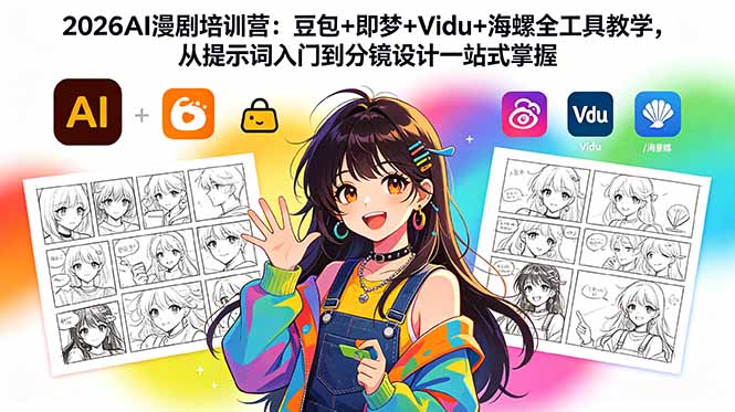 2026AI漫剧培训营：豆包+即梦+Vidu+海螺全工具教学，从提示词入门到分镜设计一站式掌握福星网赚创业资源-网赚项目-副业赚钱-互联网创业-资源整合福星网赚资源