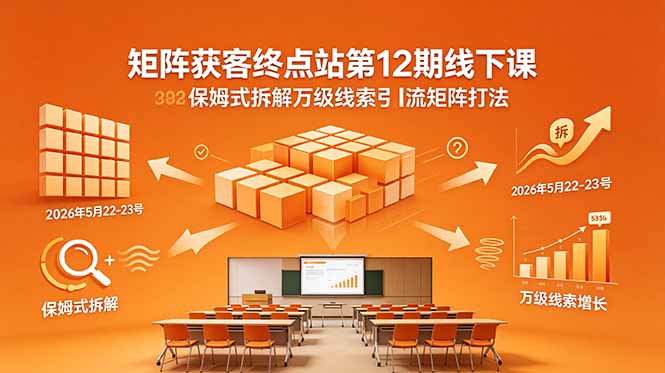 矩阵获客终点站第12期线下课 2026年5月22-23号 保姆式拆解万级线索引流矩阵打法福星网赚创业资源-网赚项目-副业赚钱-互联网创业-资源整合福星网赚资源