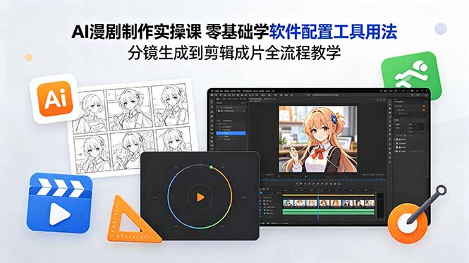 AI漫剧制作实操课 零基础学软件配置工具用法 分镜生成到剪辑成片全流程教学福星网赚创业资源-网赚项目-副业赚钱-互联网创业-资源整合福星网赚资源