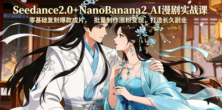 Seedance2.0+NanoBanana2 AI漫剧实战课，零基础复刻爆款成片涨粉变现，打造长久副业收益福星网赚创业资源-网赚项目-副业赚钱-互联网创业-资源整合福星网赚资源